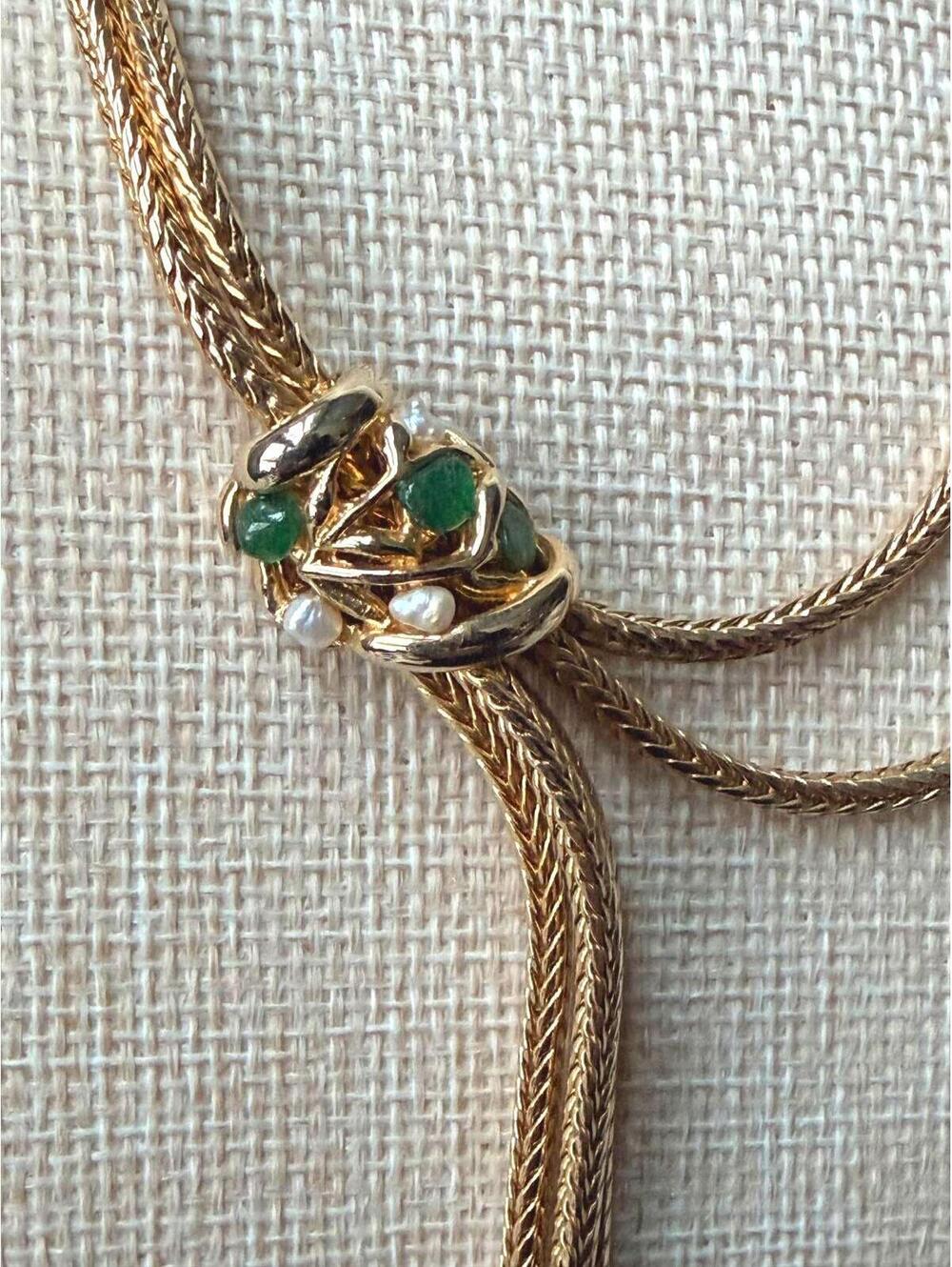 🚫SOLD OUT🚫Vintage 80s Lariat Necklace Freshwater Pearl Tassel Gold - Picture 3 of 9